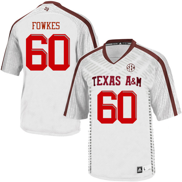 Men #60 Miles Fowkes Texas Aggies College Football Jerseys Sale-White